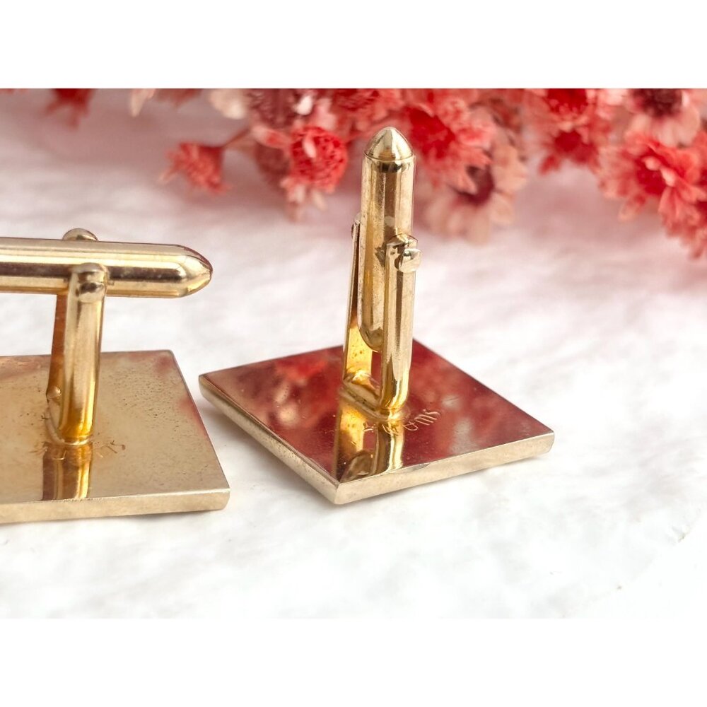 Swank Theater Mask Designed Comedy + Tragedy Gold Toned Square Vintage Enclosure - Picture 5 of 14